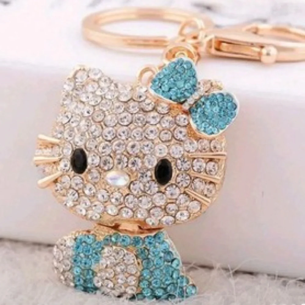 Cute Blingy Kitty Bag Charm / Key Chain - New - Never Used!
